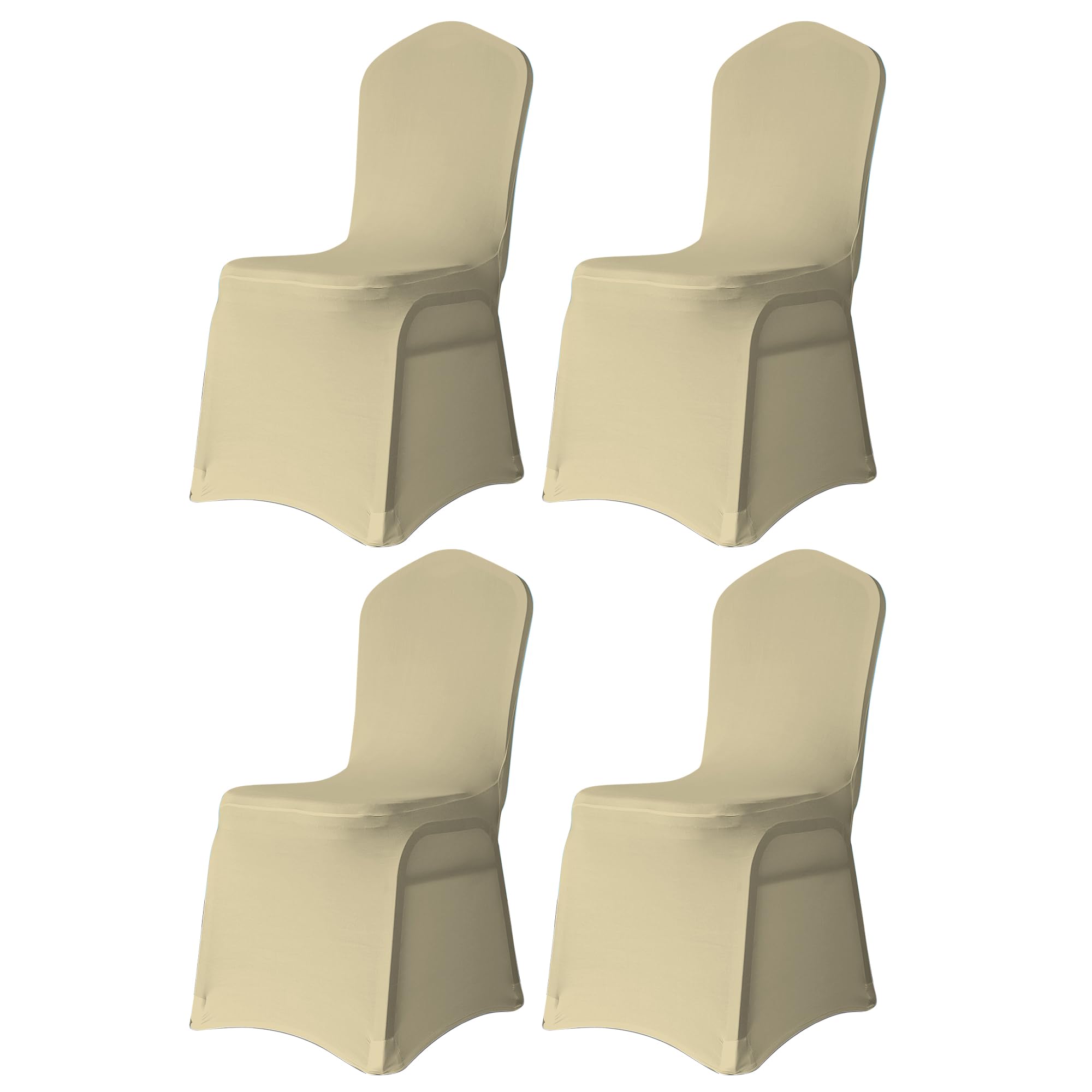 Trimming Shop Wedding Chair Covers Flat Front Design, Champagne, Pack of 4