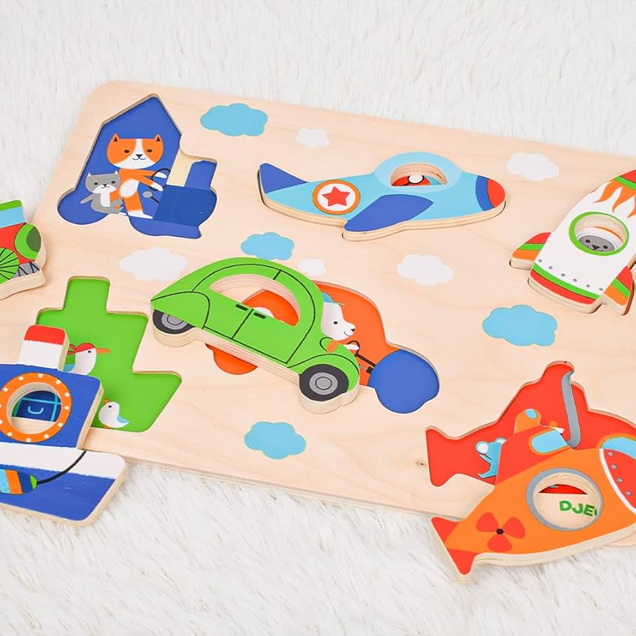 知育玩具 Moko Amazon | DJECO ジェコ ククブーン 木製パズル 乗り物 知育玩具