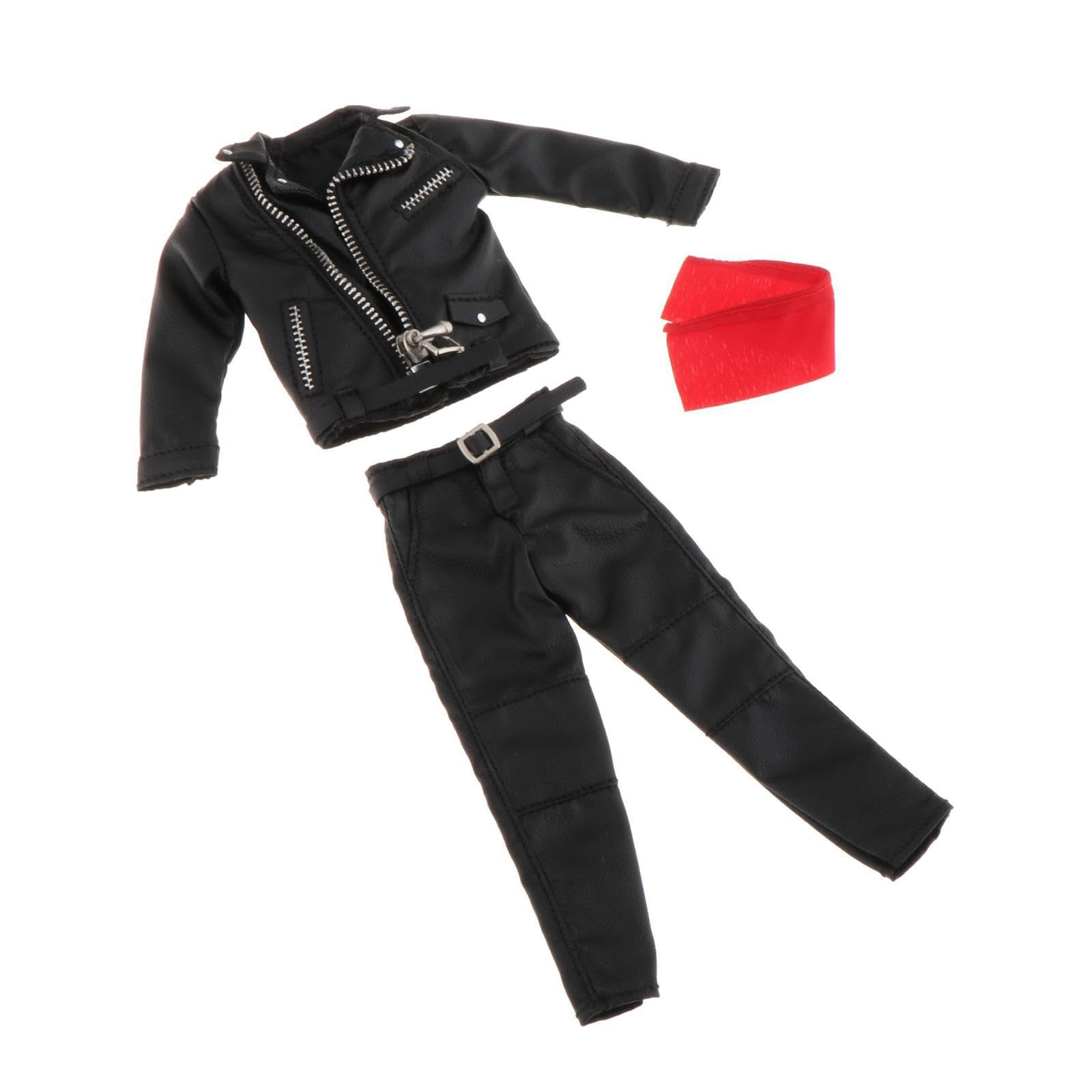 Puppenzubehör im Maßstab 1:12, bestehend aus Miniaturjacke und Hose, inklusive Kostüm, Hose und Gürtel, 1 Jacke, Modell aus PU Leder