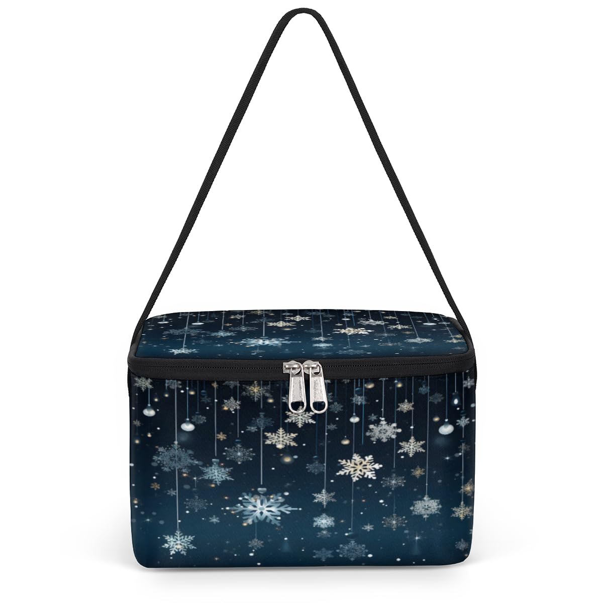 GzLeyigou Snowflake Lunch Bags for Women Men 9 Cans, Hot & Cold Food Delivery Bag Insulated Grocery Bag Insulated Lunch Box Cooler Bag for Office Work Picnic Beach