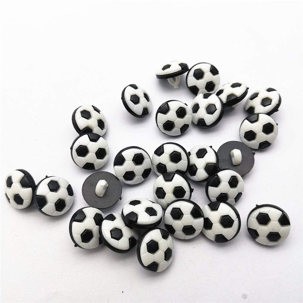 Xucus 200pcs White/Black Football Soccer Buttons Craft Sewing Shank Buttons Baby Cartoon Buttons 13mm Scrapbook Cardmaking