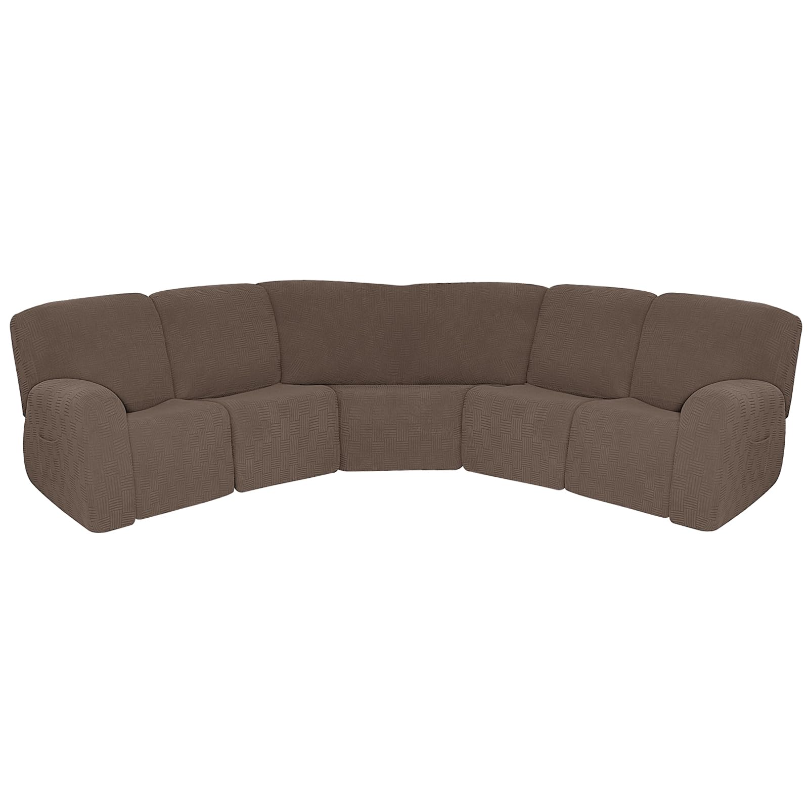 HYPIQQ L Shape Sectional Recliner Sofa Cover - 5 Seat 7 Piece Stretch Reclining Couch Protector for L Shape Furniture, Taupe