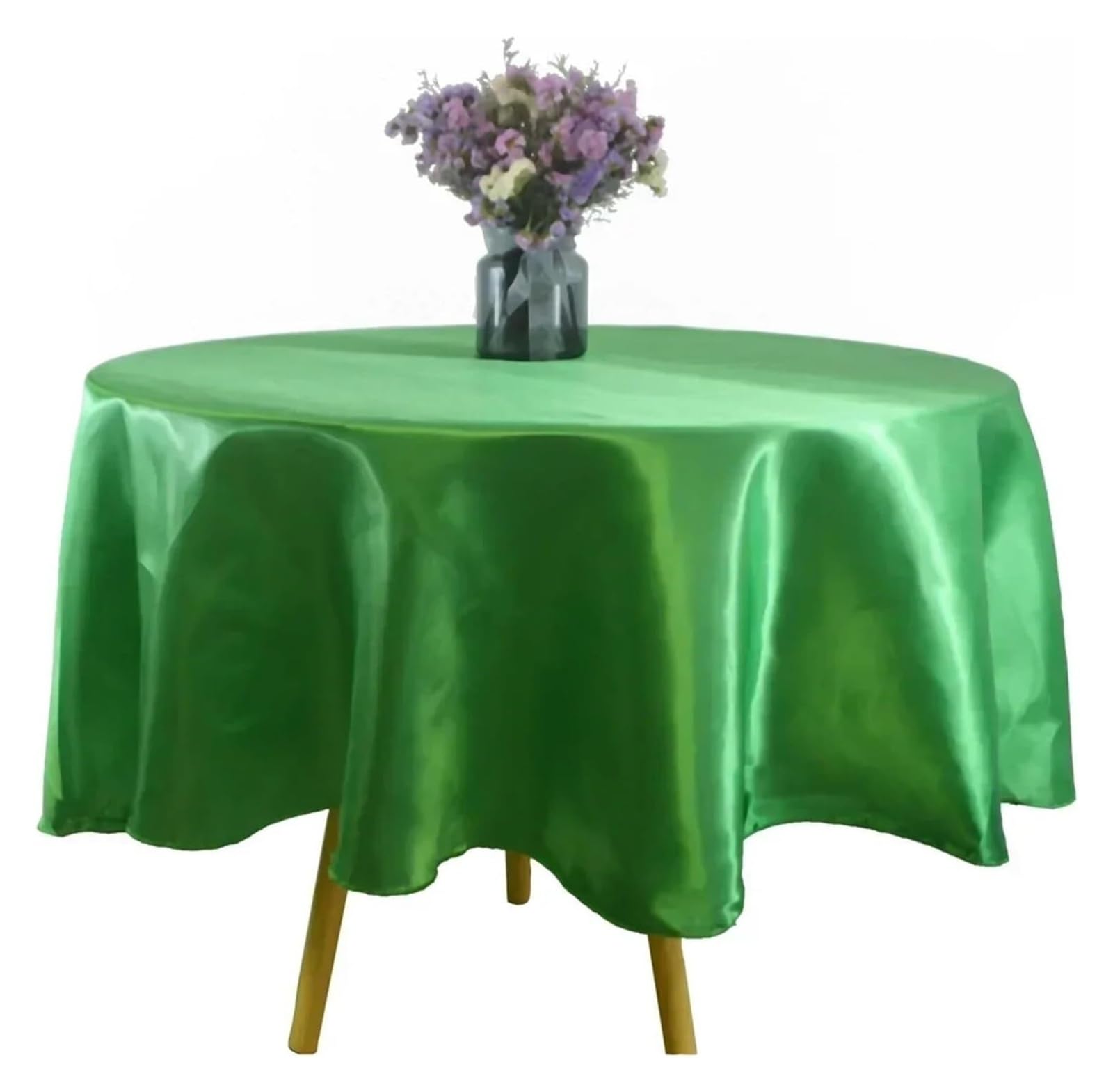Tablecloth Round Satin Tablecloth Multicolor 145-335cm Wedding Party Birthday Home Dining(Green a,145CM)