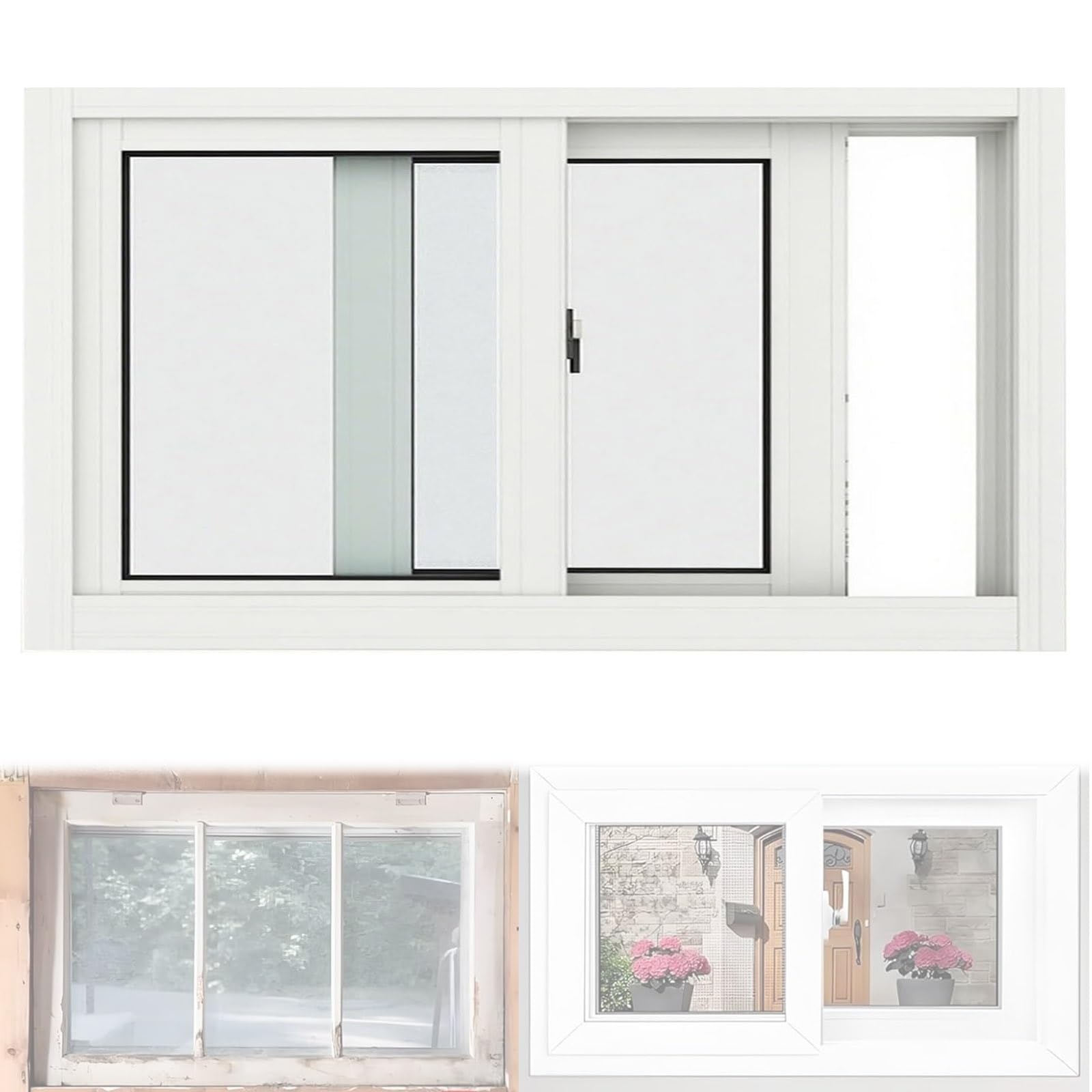 Home Replacement Window with Screen 22" 24" 26" 28" 30" 32" 34" 36" 38" 40" Basement Sliding Windows for Shed Chicken Coop Bathroom, Aluminum Alloy Frame Window(White,26x12)