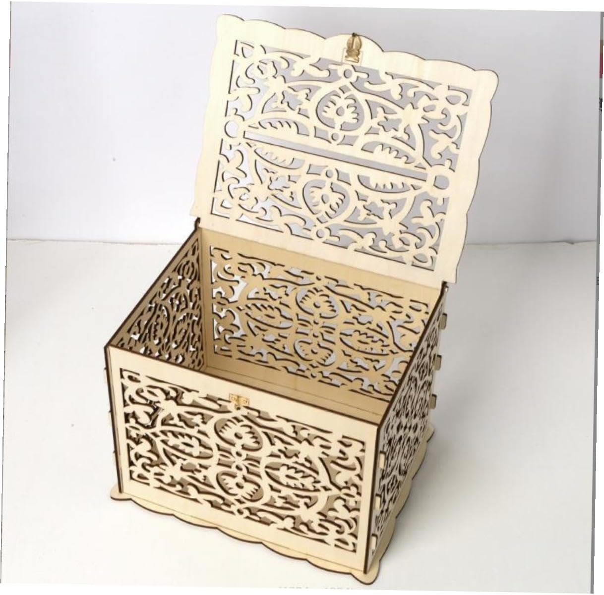 Ciieeo Wood Wedding Cards Box Large Rustic Hollow Carved Money and Envelope Holder Wooden Card Box for Wedding Party Reception Decoration