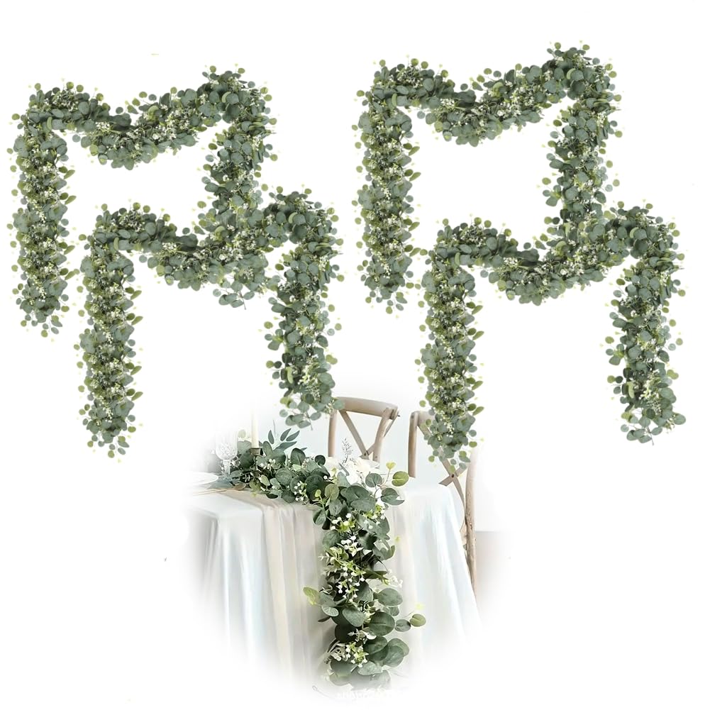 Guirlande d'eucalyptus artificielle sans entretien pour décoration de fête et maison
