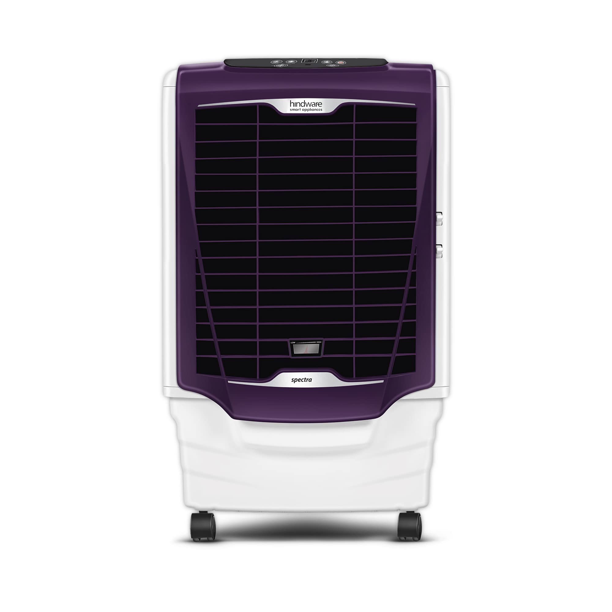 Hindware Smart Appliances Spectra 80L Desert Air Cooler with Honeycomb Pads, Inverter Compatible, Castor wheels and motorized air flow control & High Air Delivery (Purple & White)