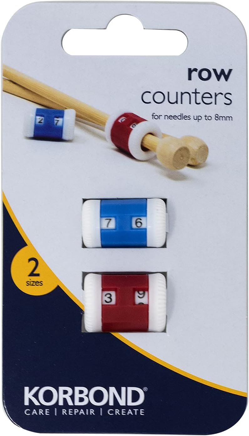 Korbond 2-Piece Row Counters in Different Sizes, Red, 8mm