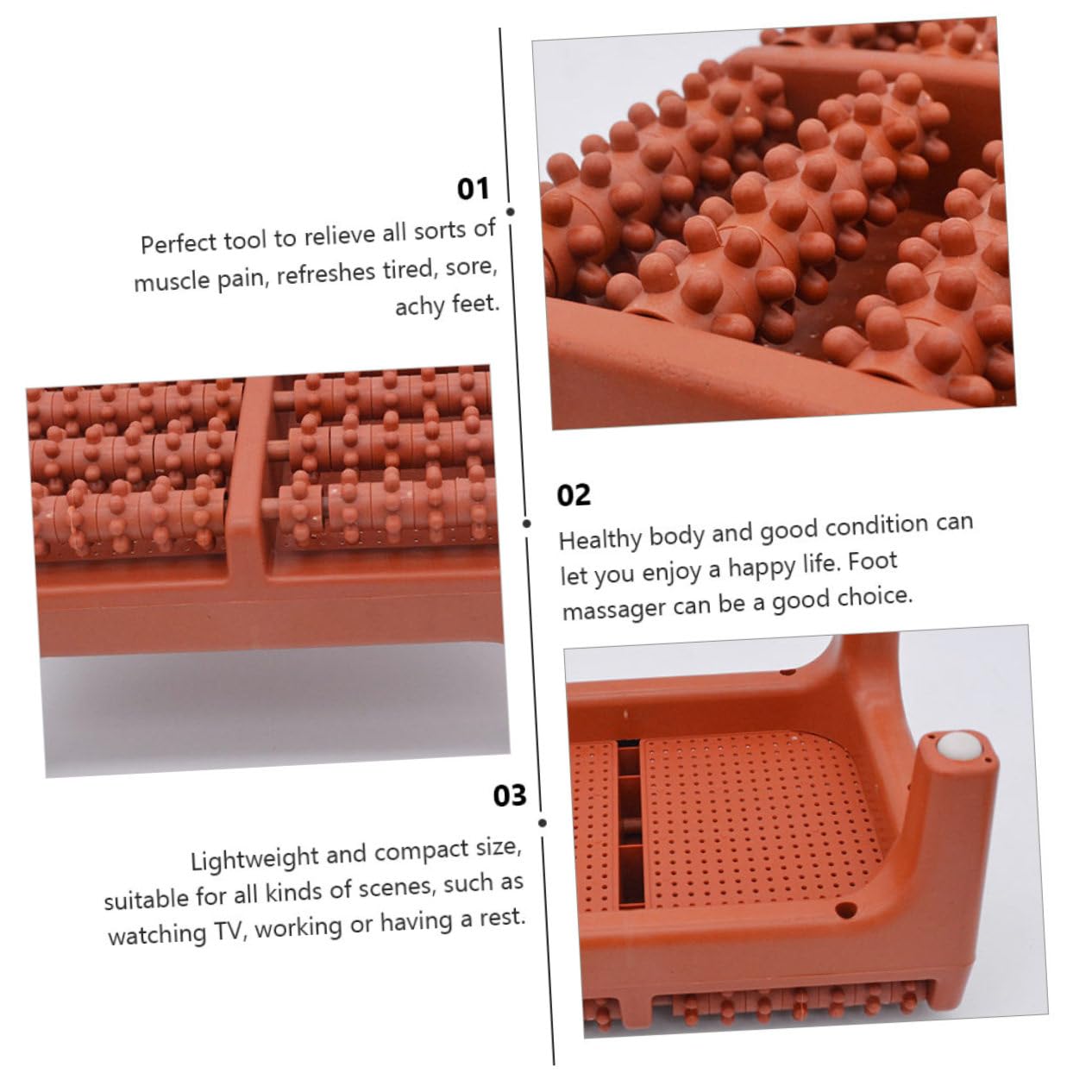 PACKOVE Massaggiatore Piedi a Rullo 5 File, Sgabello per Massaggio Plantare in Plastico, Leggero, Favorisce la Circolazione, per Lavoro e Tv, Elettrostimolatore Piedi