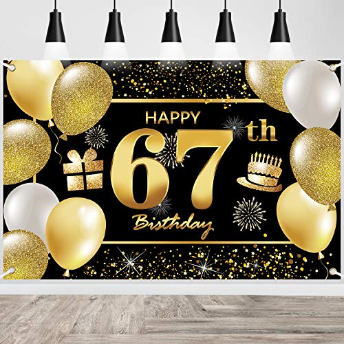 67th Happy Birthday Banner IMISI Birthday Decorations Birthday Backdrop Decorations for a Party
