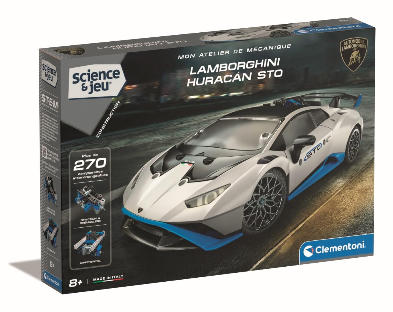 Clementoni Lamborghini Huracán STO avec direction fonctionnelle et 270 pièces mécaniques