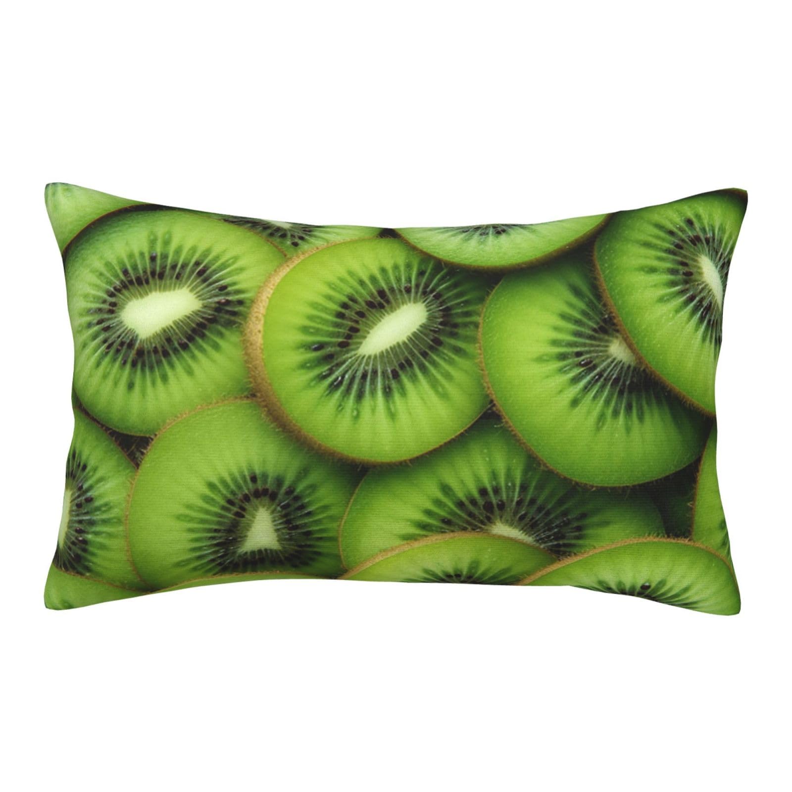 Velvet Pillowcases 16"x24" Ultra Soft Breathable Pillow Cases, Luxury Fuzzy Throw Pillow Covers with Zipper, Slices of Fresh Ripe Green Kiwi Pillow Shams All Seasons Decorative Cushion Cases for Couch