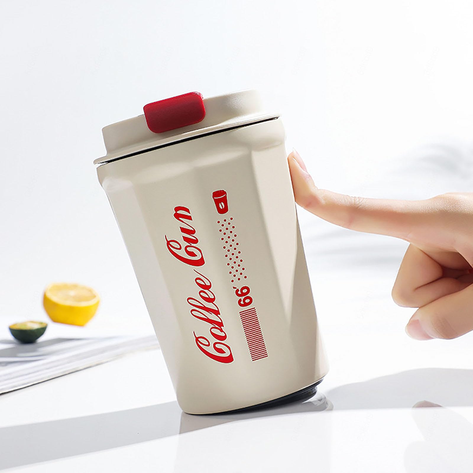 Kubek termiczny ze stali nierdzewnej z podwójną ścianką bez BPA 350 ml, powlekany proszkowo kubek kempingowy, izolowana pokrywka kubka do kawy zimne i gorące napoje, biuro na zewnątrz, D