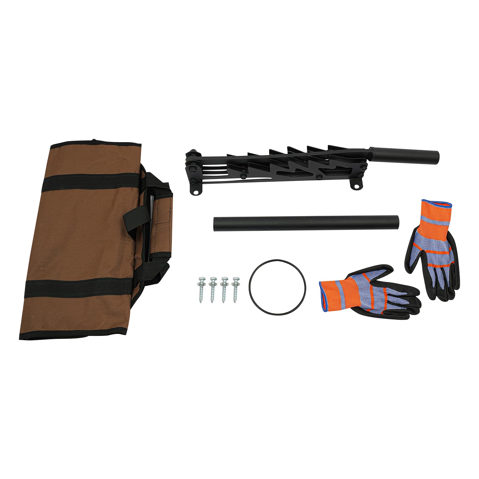 Astilladora manual de leña de hierro fundido, soporte de pared portátil para astillado de madera para interiores y exteriores, incluye 2 asas desmontables, porta leña, guantes y bolsa para leña