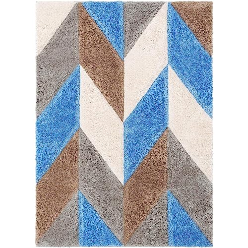 Image of Modern Quality Carpet /Trending Design Hand Woven Fluffy Rug /Mats for Bedroom /Dinning Hall /Living Room 2-inch Thick [Size 4x4 Feet Square]