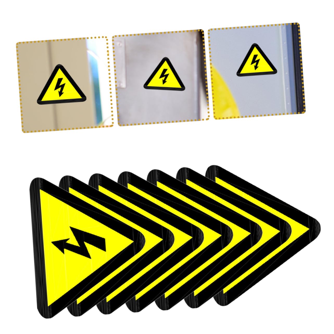 Autocollant Électrique D'avertissement 15pcs Jaune, Étiquette Adhésive | Panneaux pour Coffrets et Tableaux, Lot de 15 Pièces, Message D’alerte sans Texte