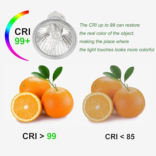 Miniatura 8 de Paquete de 6 bombillas halógenas GU10 para iluminación de pista y empotrada, 120 V, 50 W, MR16, calentador de velas con cubierta de vidrio, larga