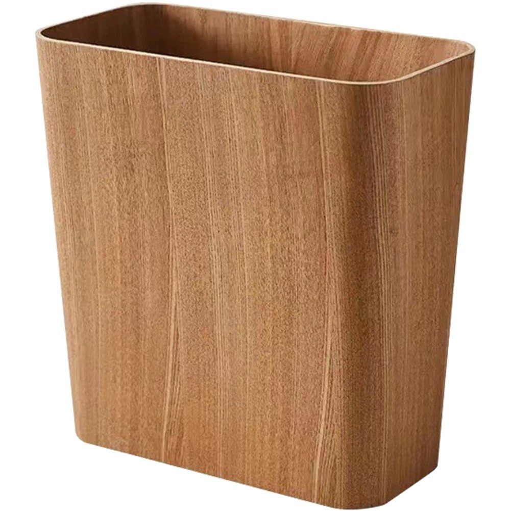 Baokuan Wooden Bin Wastebasket, Small Trash Can, Decorative Bathroom Trash Can, Waste Basket for Bedroom, Office Garbage Can, Wood Bathroom Accessories