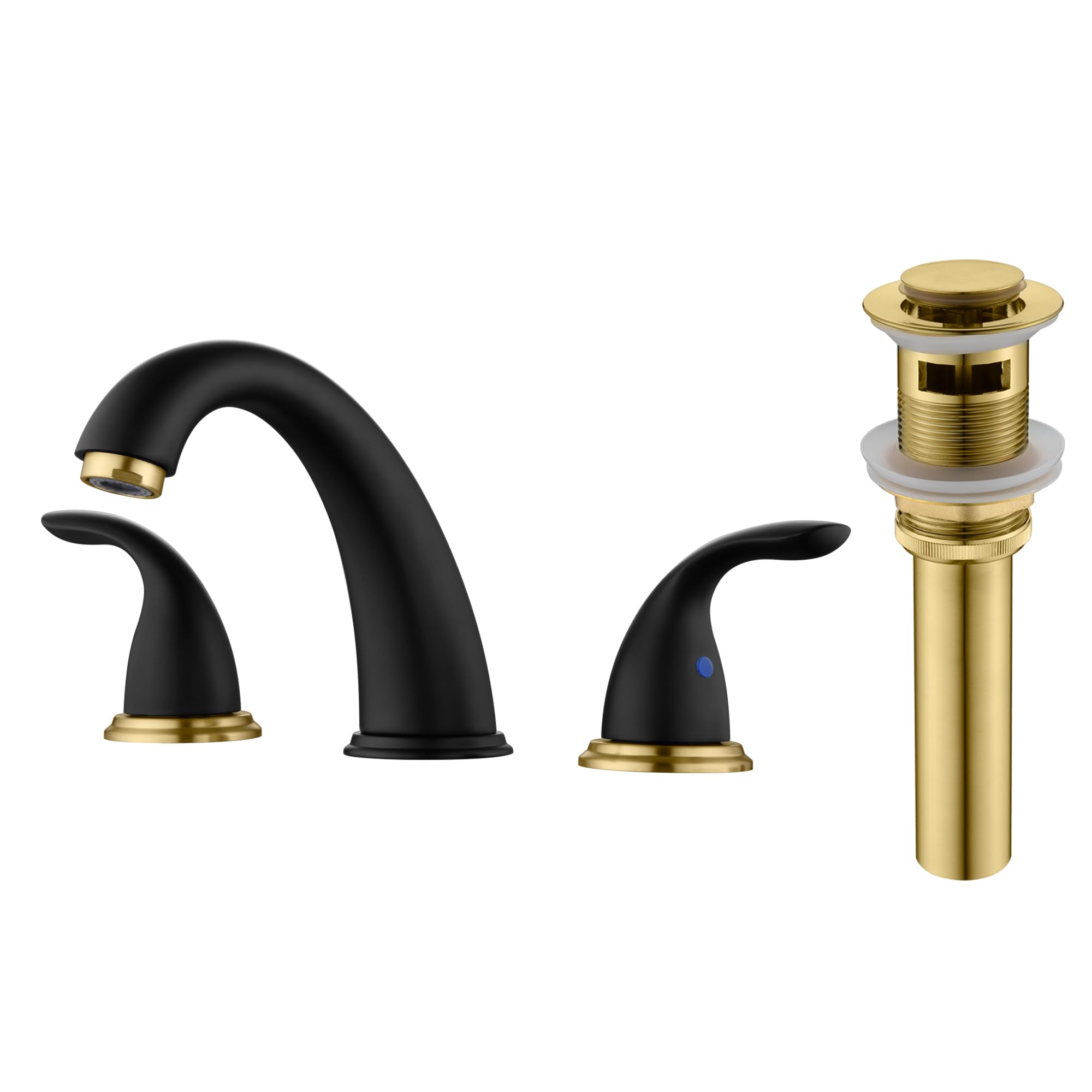 Hcfyauis Gold Widespread Bathroom Faucet S1423s-Mg + Pop Up Drain With Overflow S7304bg