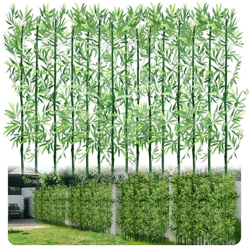 Giegxin 5Ft 15 Pack Artificial Bamboo Plants for Outdoor Privacy Faux Bamboo Trees with Silk Leaves...