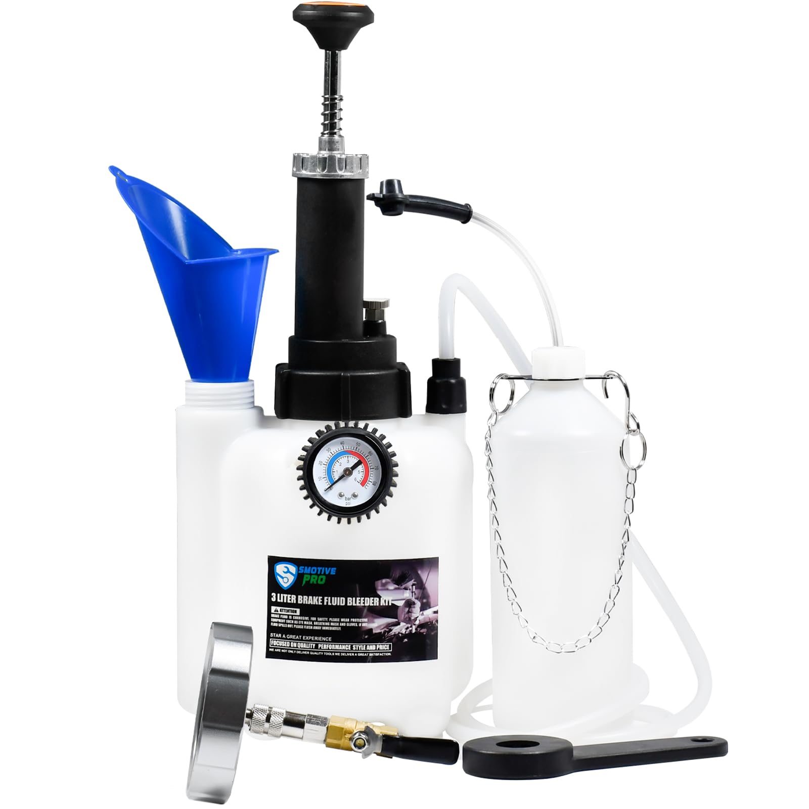Photo 1 of 3L Manual Brake Bleeder Fluid Pump and 1L Waste Oil Bottle, One Man Professional Brake Bleeder Kit Suitable for Mitsubishi/Subaru/Volvo S40&V40 3L brake pump & A1 adapter