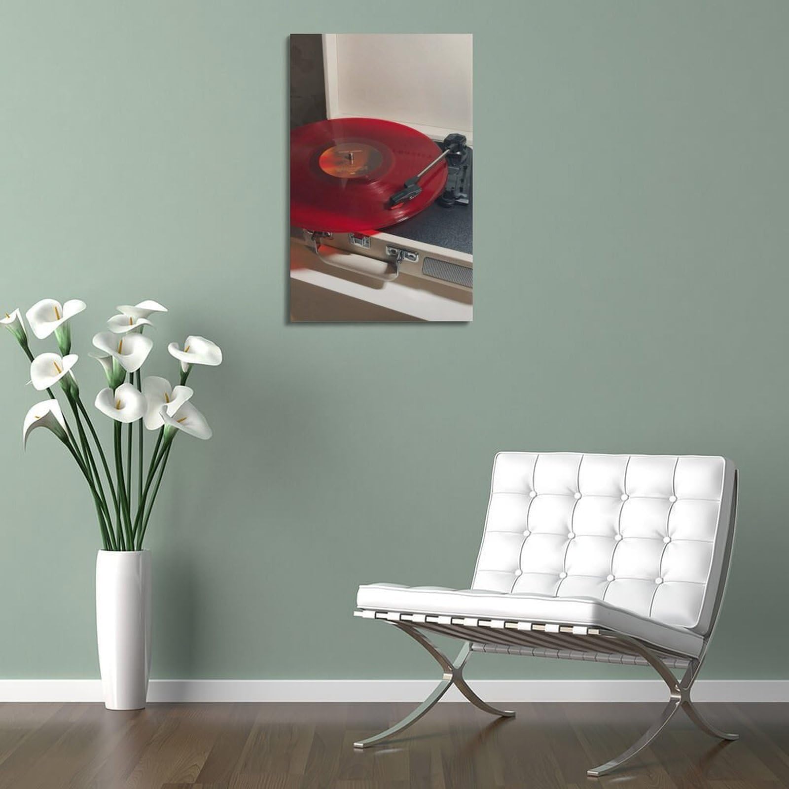 Gramofon z czerwoną płytą winylową sztuka ścienna, odważna muzyka retro dekoracja do domu plakat dekoracyjny obraz płótno plakaty ścienne i druk artystyczny obraz nowoczesny rodzinny sypialnia plakaty