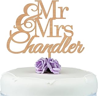 PERSONALISED Wedding WOODEN Mr and Mrs Cake Topper - ANY SURNAME - Mr And Mrs Wedding Cake Decoration - Bride Groom Him Her Wedding Cake Decorations - Made from 4mm Cherry or 3mm MDF Wood