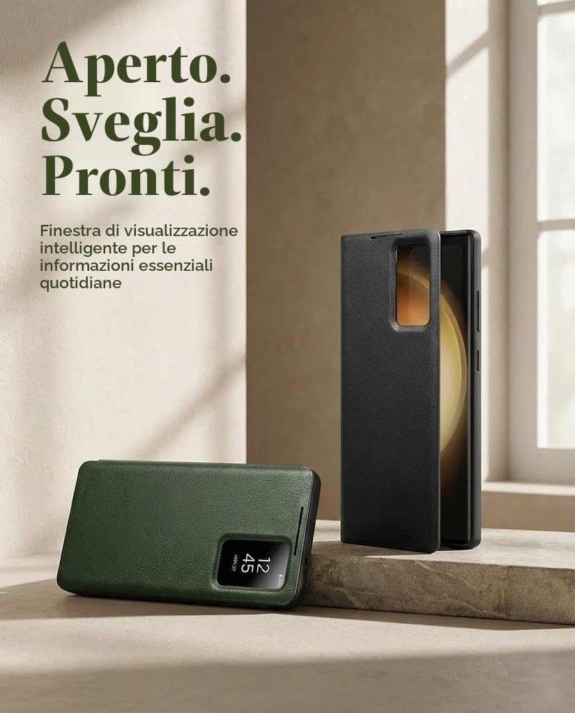 Custodia Folio per Samsung Galaxy S26 Ultra, Flip Cover con Finestra Smart View, Porta Carte Integrato, Cover Protettiva Sottile con Protezione Fotocamera(Black)
