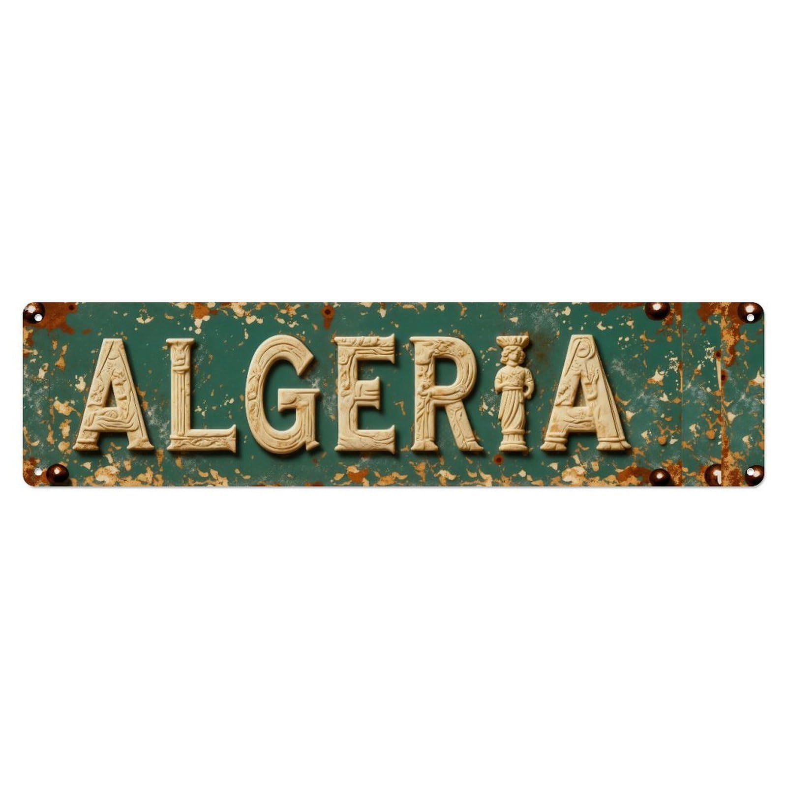 Rusty Metal Sign Algeria Tin Sign Vintage Metal Sign Home Bar Garden Indoor & Outdoor Wall Decor Retro Metal Poster 4x16 Inch
