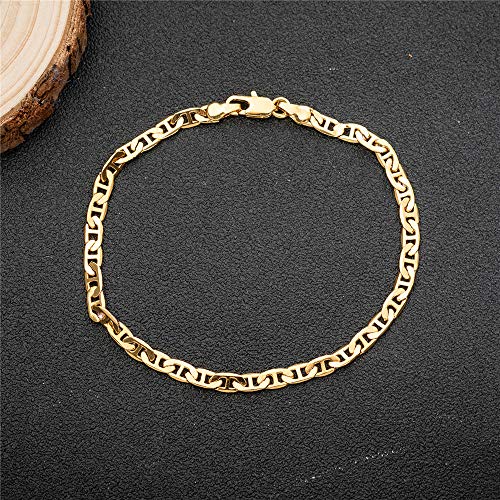 Image of kelistom Gold Anklet for Women 14K Gold / 18K Gold /Platinum Plated Flat Mariner Link Chain Ankle Bracelets for Women 9 10 11 inches