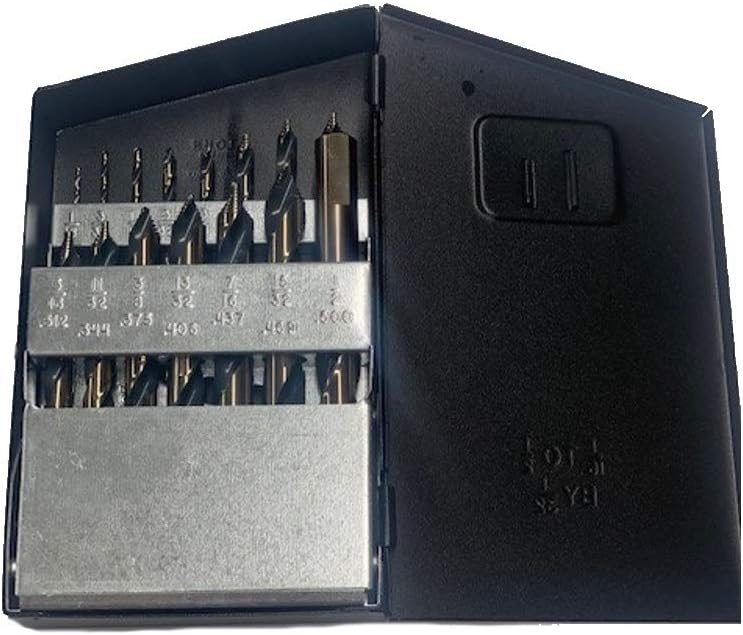 Norseman 22873 1/16 in. - 1/2 in. Black and Gold Oxide Hi-Molybdenum Steel Drill Bit Set, 15-Piece , Grey