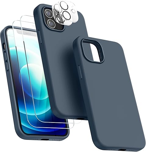Miniatura 1 de JTWIE Funda 5 en 1 para iPhone 12iPhone 12 Pro, con 2 protectores de pantalla + 2 protectores de lente de cámara, funda protectora delgada de