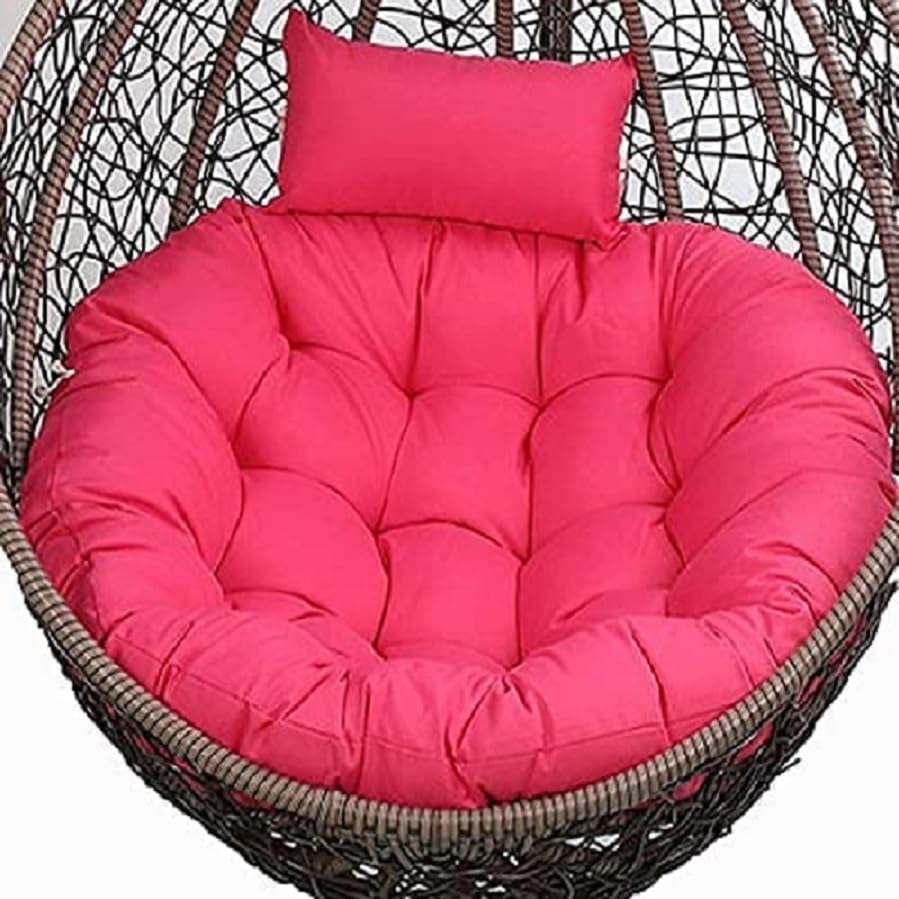 KYNE Microfibre Cushion for Hanging Basket - Round Shape Polyester Swing Chair Cushion for Outdoor Egg Chair, Garden - Seat Padded Pillow (Pink)