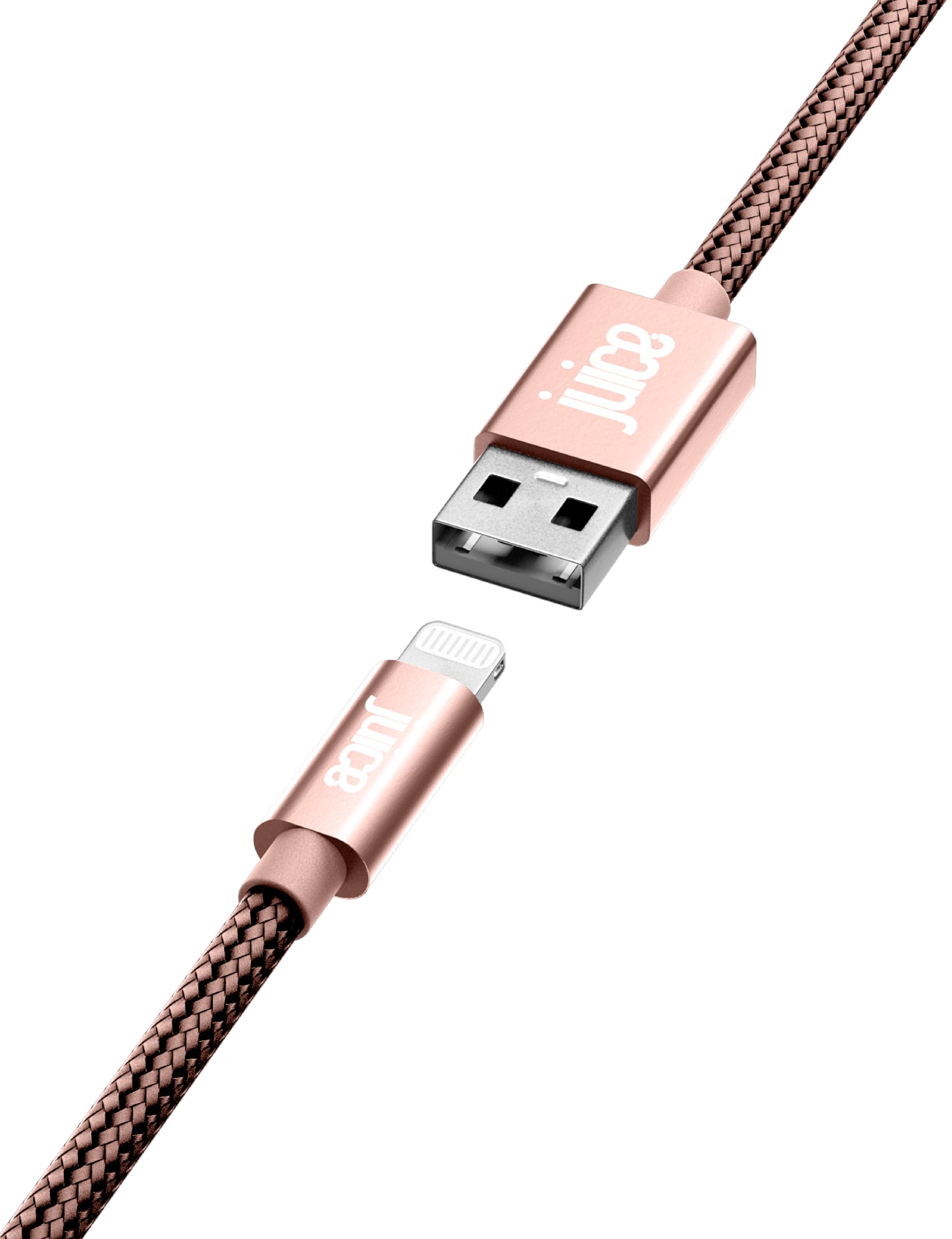 Juice Apple iPhone Lightning 2 m Braided Charger and Sync Cable for Apple iPhone 13, 13 Pro, 12, 12 Mini, SE, 11, XS, XR, X, 8, 7, 6, 5, iPad, Pro, Air, Mini, Airpods Pro- Rose Gold