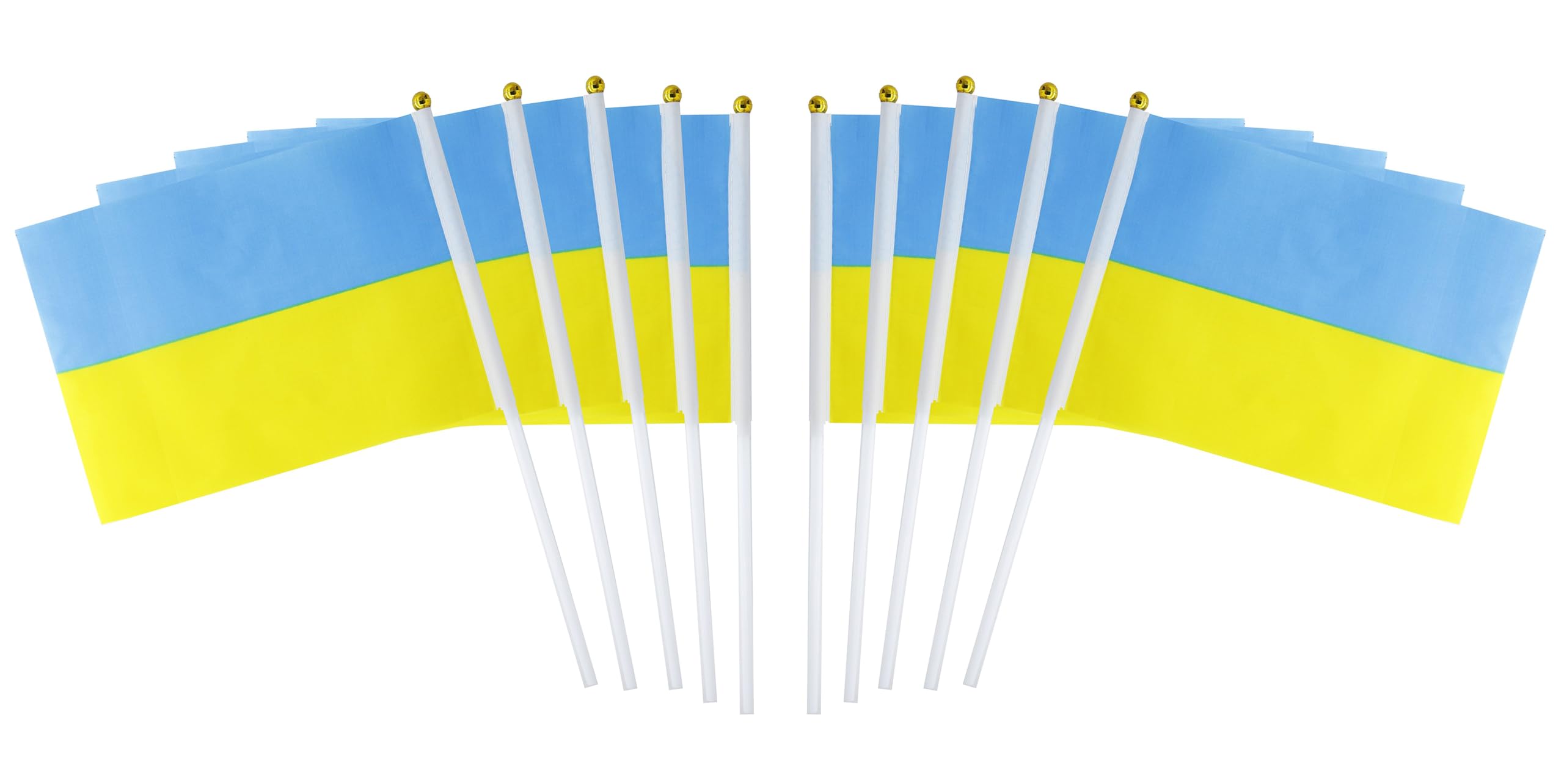 10 Pack Ukraine Ukrainian Flags on Stick 5x8 Inch,Patriotic Decorations,Classroom Decor,Small Mini Flags on Sticks,Flag Decorations for Party.