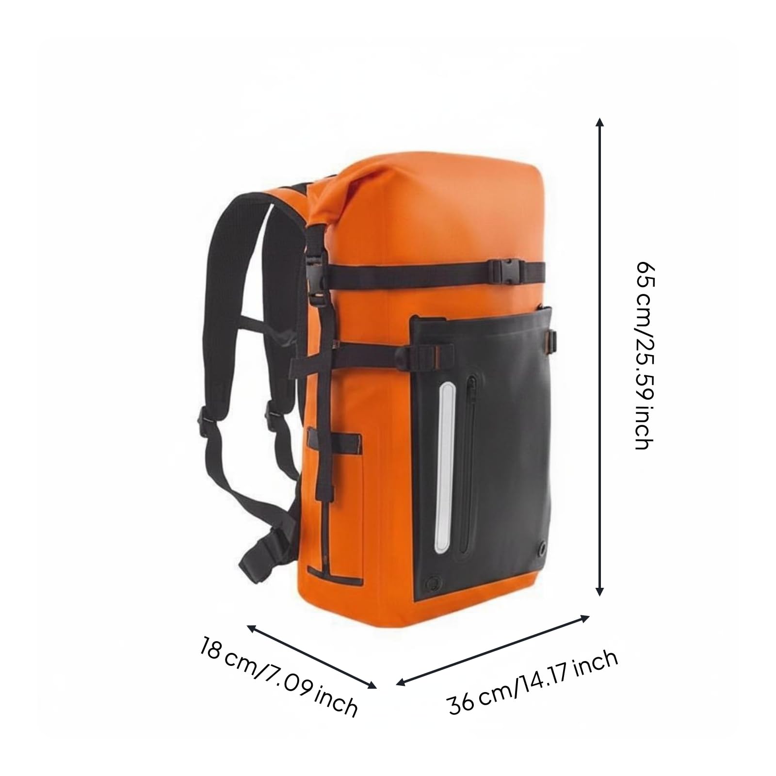 Zaino a Secco e Bagnato Resistente Zaino Impermeabile Traspirante Attrezzatura Outdoor per Escursionisti, Multicolore, Arancione E Nero, 50L