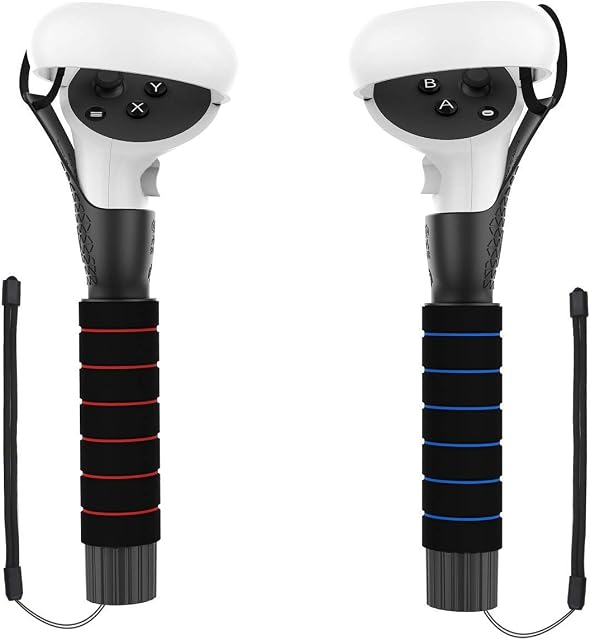 AMVR For Beat Saber Dual Handles Extension Grips Compatible with Quest 2/Quest/Rift S Controllers Playing Beat Saber Games