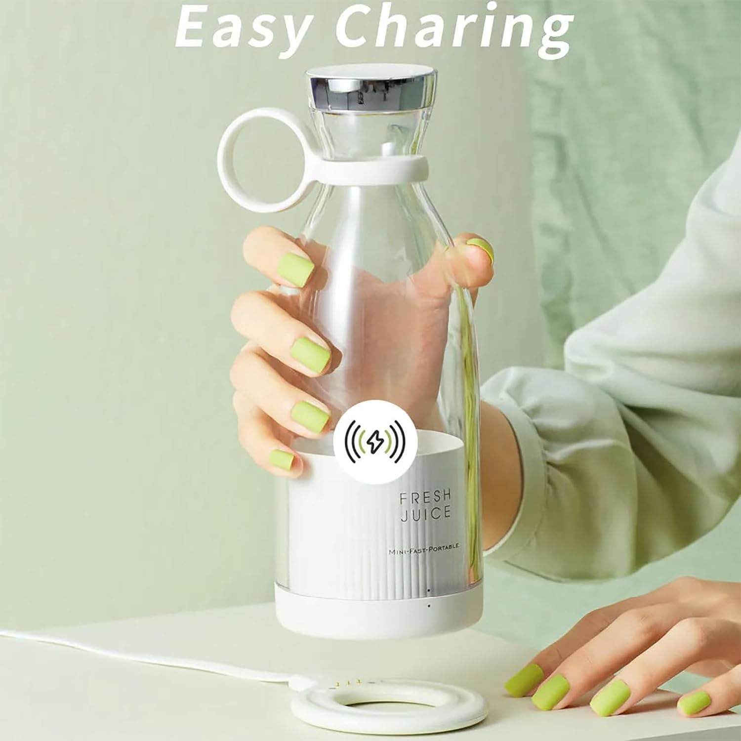 Portable Blender Cup, Personal Size Juicer with 350ml Capacity and 4 Blades, Excellent Mixing Ability and Easy to Clean, USB Magnetic Charging for Breakfast, Travel, Vacation