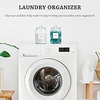 Vista 2 de Laundry Pods Glass Jars - Half Gallon Airtight Containers with Scoop and Labels for Organization and Storage Laundry Room Detergents Powder, Scent