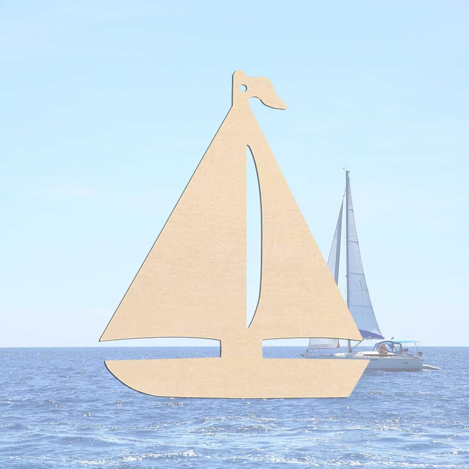 20pcs Sailboat Shape Wood Cutouts DIY Crafts Blank Boat Unfinished Wooden Tags Ornaments with Ropes for Summer Ocean Sea Theme Party Decoration