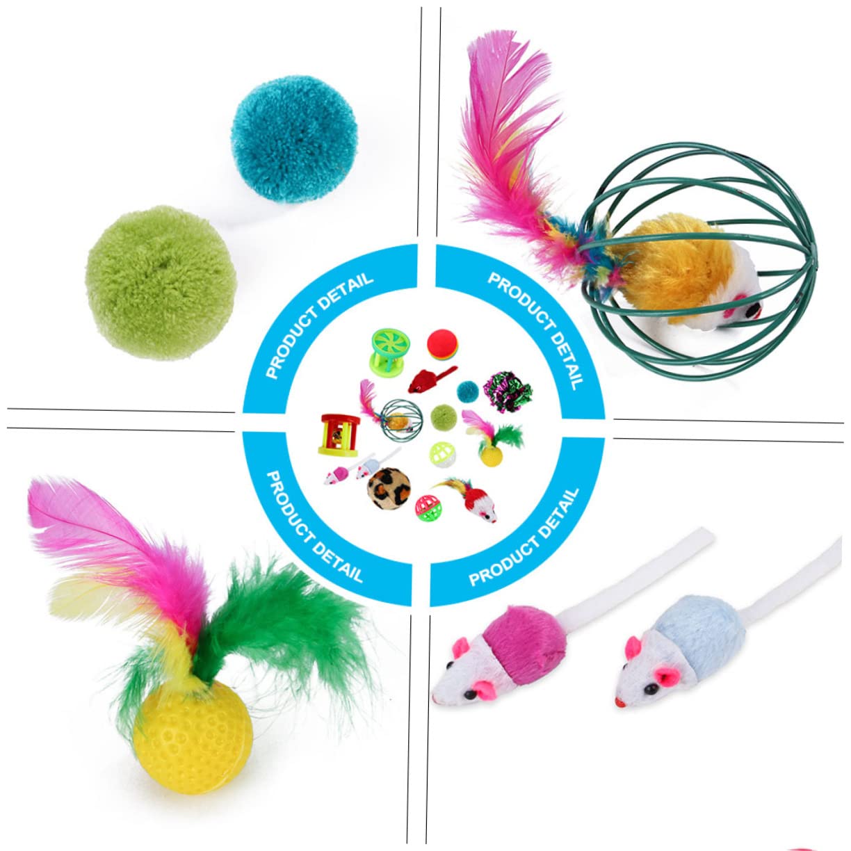 SUPVOX 72 Piezas De Juguete para Gatos Juguetes para Patear Gatitos Variedad De Juguetes Interactivos para Gatos Varita para Surtidos De para