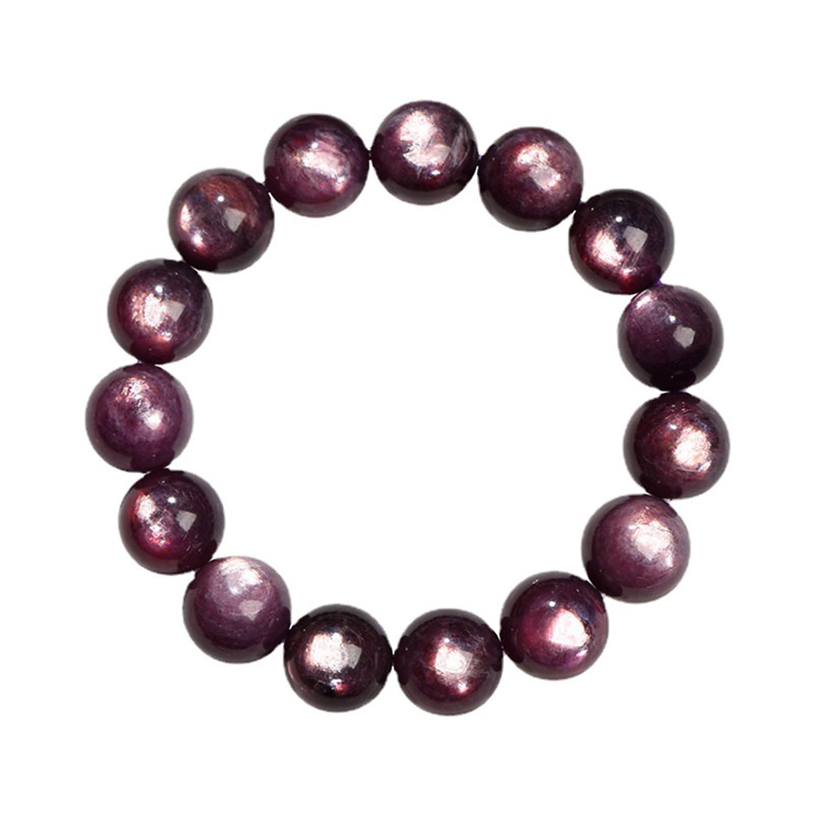 Bracciale in Cristallo Naturale Occhio di Gatto con UVA Viola - Bracciale Elasticizzato per Donna Uomo Guarigione Reiki Pietra energetica Gioielli Bracciale Chakra Fatto a Mano,7~7.8mm
