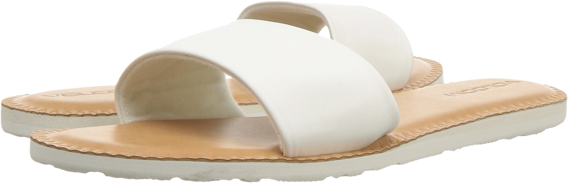 Volcom Women's Simple Slide Sandals – Cushioned Synthetic Leather Strap Slides With Padded Footbed