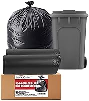 BEIDOU-PAC 55-60 Gallon Heavy Duty Black Trash Bags, 50 Count Bulk, Leak-Proof Puncture-Resistant Garbage Liners for Home, Office, Commercial, Outdoor
