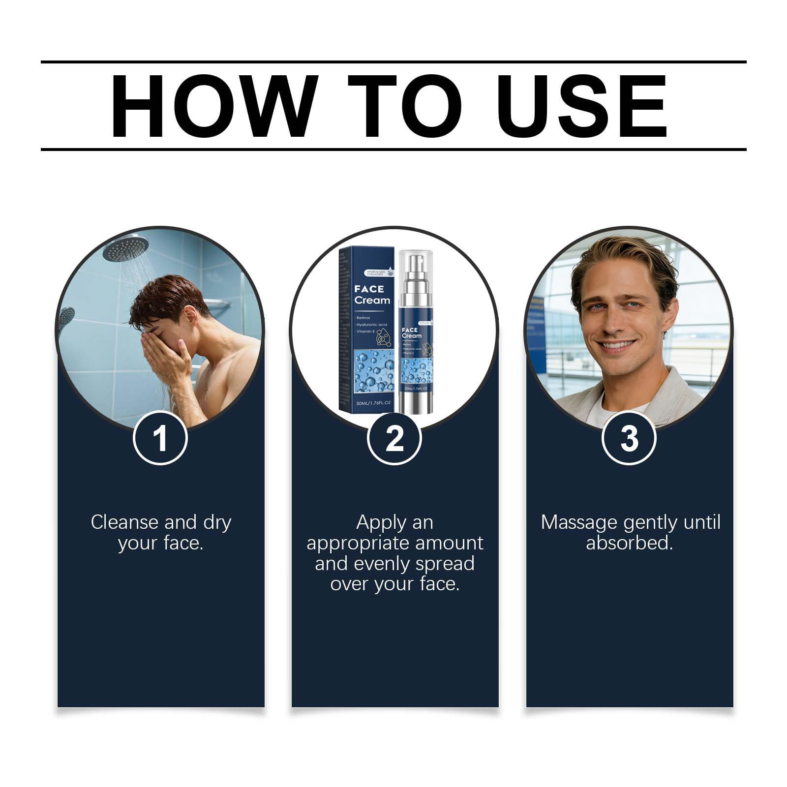 Crema idratante viso 6 in 1 per uomini, crema anti-invecchiamento e sacche oculari per macchie scure, tonificare e sollevare il collo, lozione viso per uomini per idratare la pelle (6 pezzi)