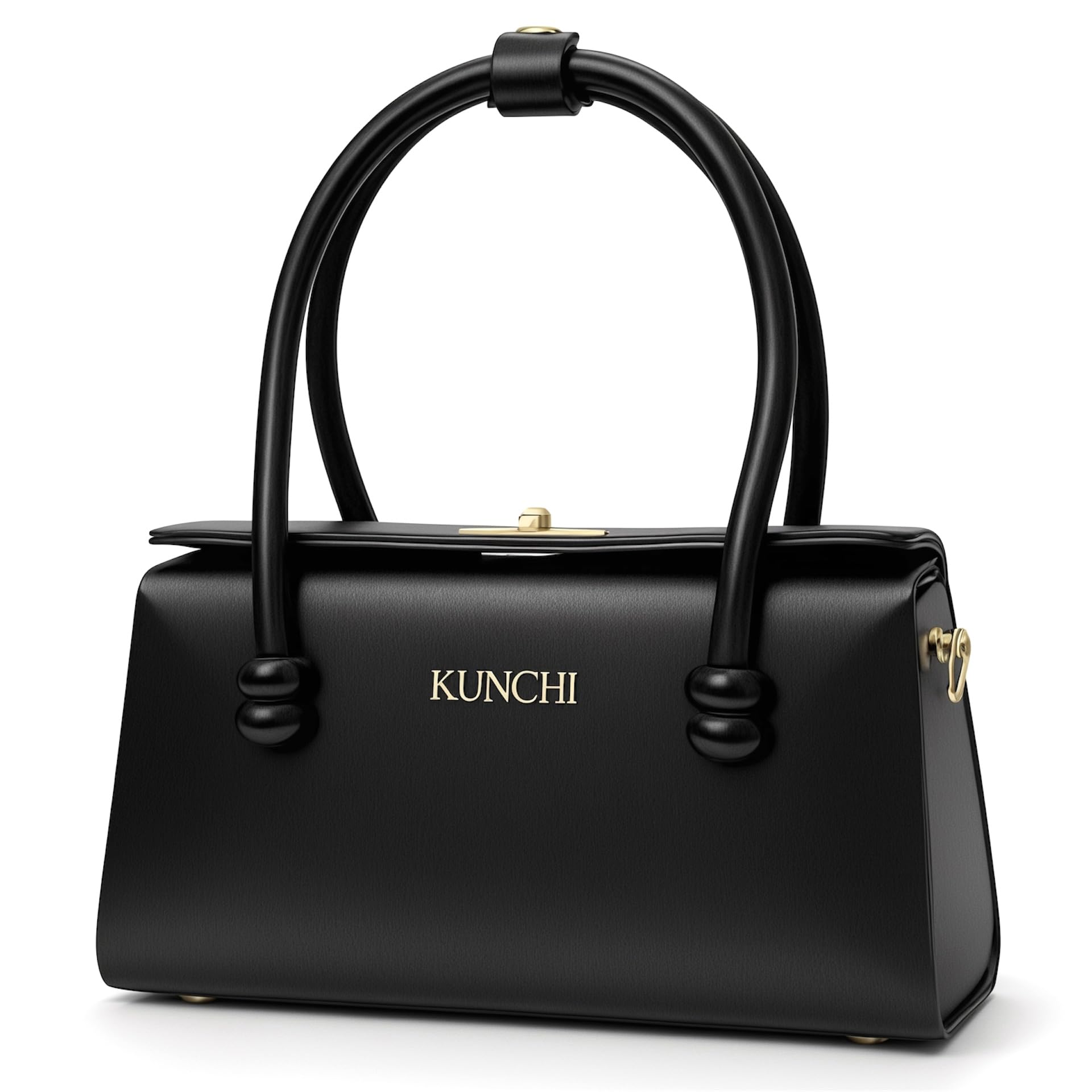 kunchi ELARA Structured Top Handle Handbag for Women with Detachable Sling Strap | Gold Tone Hardware | Flap Closure | Elegant Design for Office Work and Everyday Use-picture-35