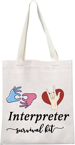 Miniatura 1 de GJTIM Interprete Bolsa con cremallera para intérprete de supervivencia, bolsa de maquillaje de regalo, para intérprete de lenguaje de signos ASL,