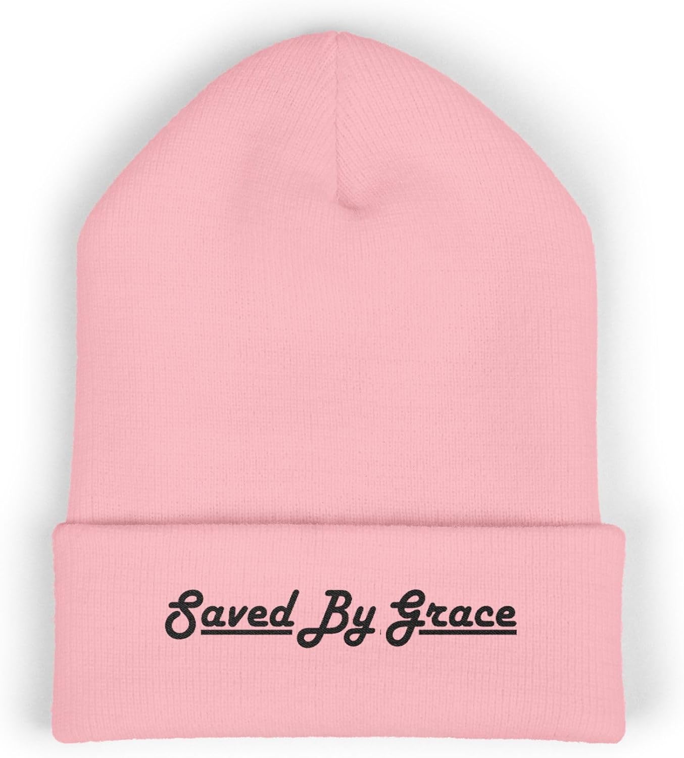Premium Classic Cuffed Beanie Hat Gift - 'Saved by Grace' Embroidery Message