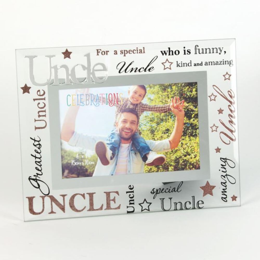 Celebrations Uncle Mirrored Words Sentiment Photo Frame Great Gift for Special Uncle
