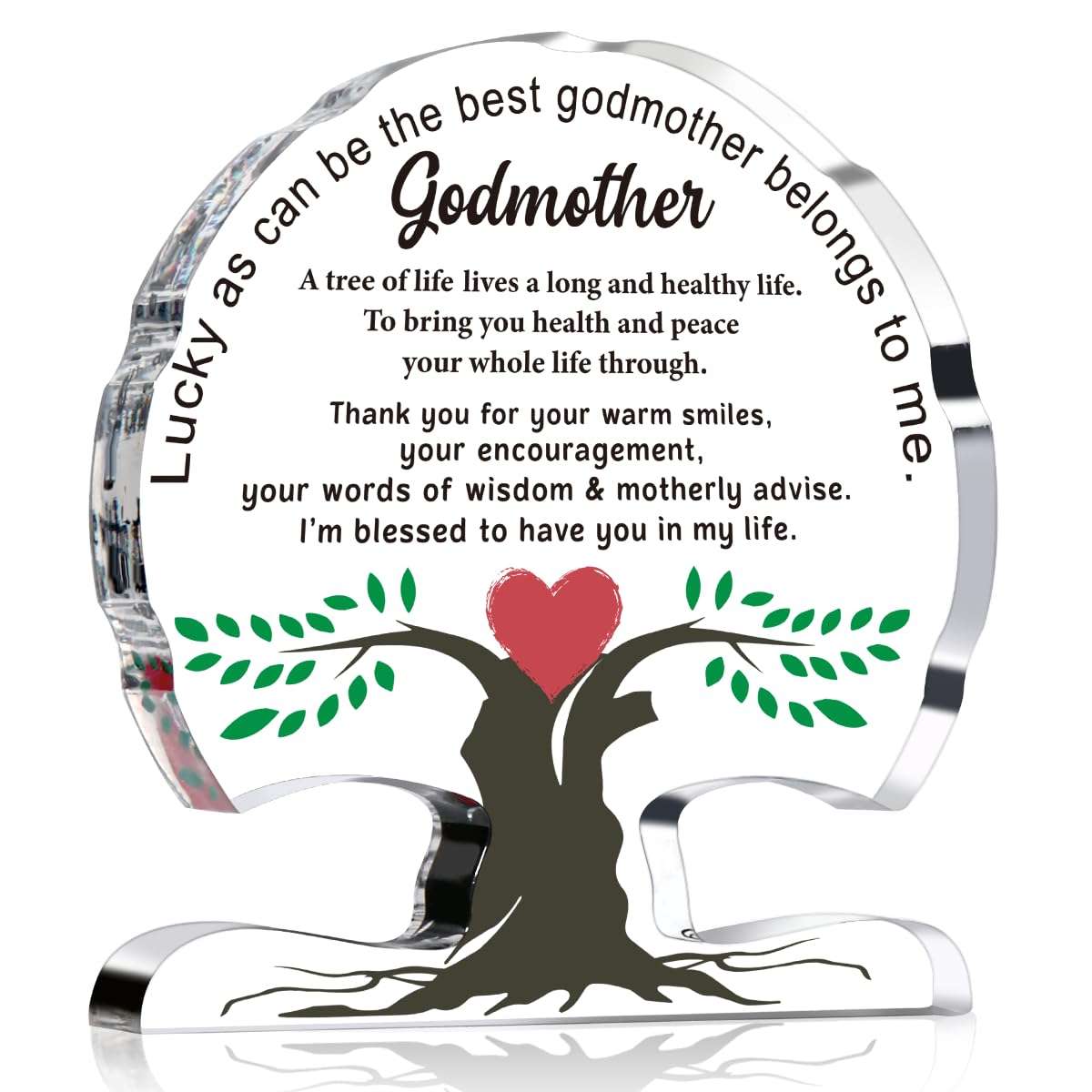 Godmother Gifts from Godchild, Christmas Birthday Gifts for Godmother from Goddaughter Godson Appreciation Thanks You Gift for Godmom Acrylic Tree